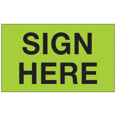 Bsc Preferred 3 x 5'' - ''Sign Here'' Fluorescent Green Labels BUY00021184
